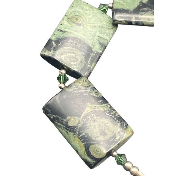 Kambamba green crocodile jasper bracelet silver toggle clasp small - Picture 8 of 8